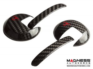 FIAT 500 Interior Door Handle Kit - Carbon Fiber - Red Scorpion Design